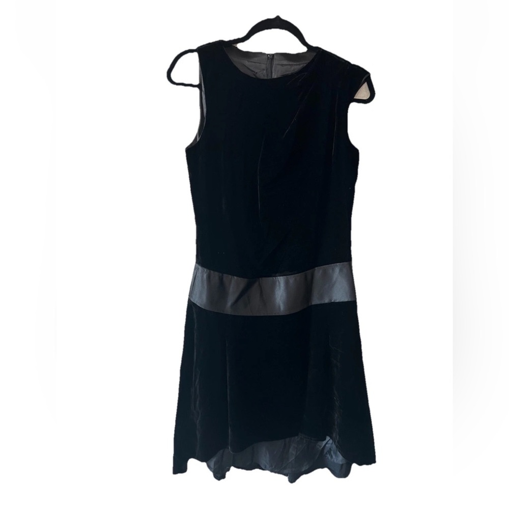 STAGE OF PLAYLORD Vintage Black Velvet 100% Silk Midi Length Drop Waist Dress S